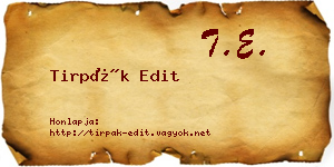 Tirpák Edit névjegykártya
